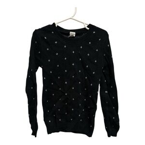 Harper Canyon Crewneck pullover Black Sweater with silver star Accents size 4